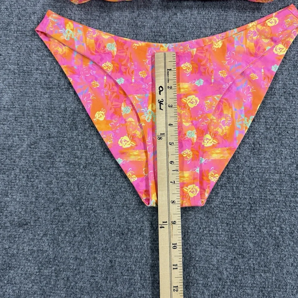 Kulani Kinis Bikini M/L Floral Print Tie Matching Scrunchie Beach Swim